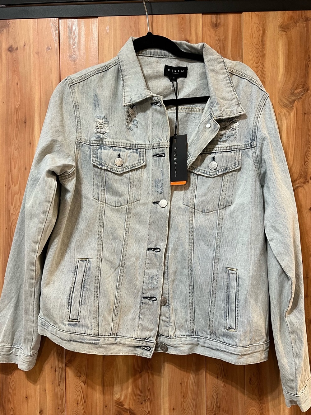 Risen Women's Light Wash Denim Jacket - Light Blue Size M NWT
